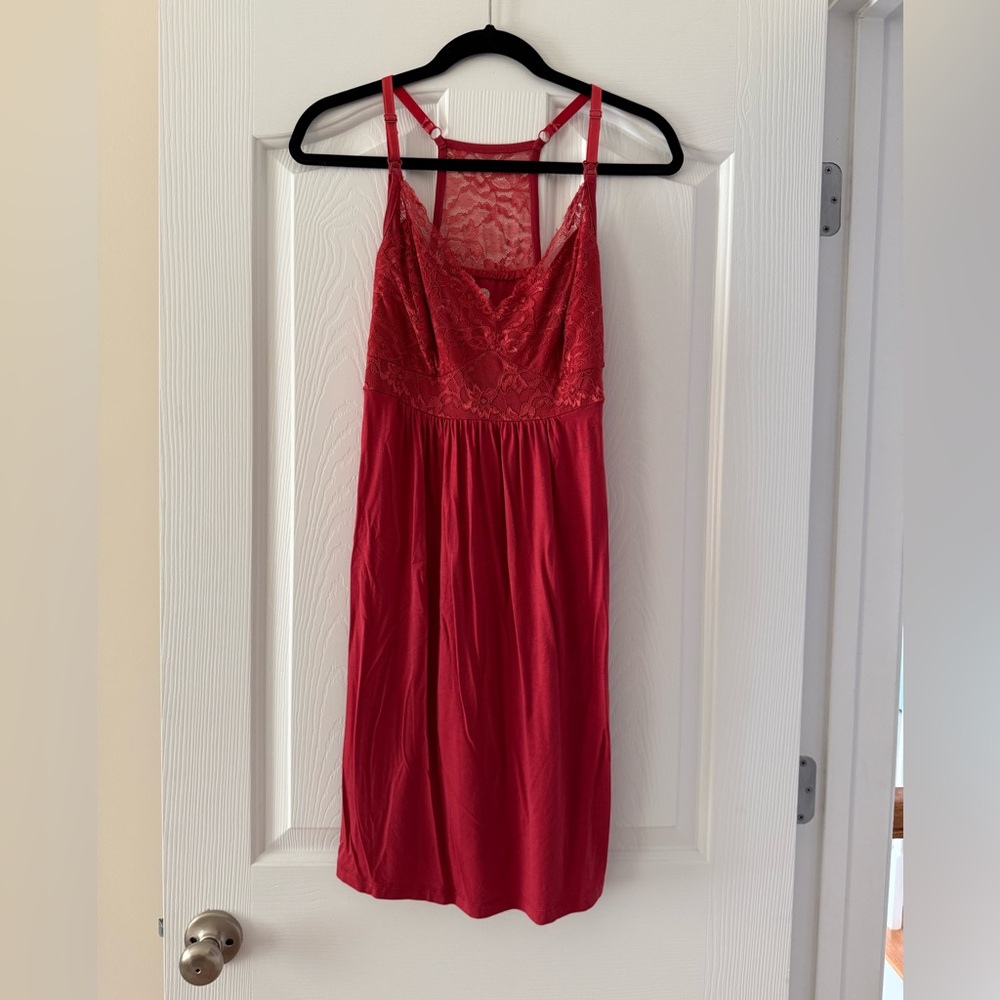 Kindred Bravely Deep Red Lace Nursing Nightgown